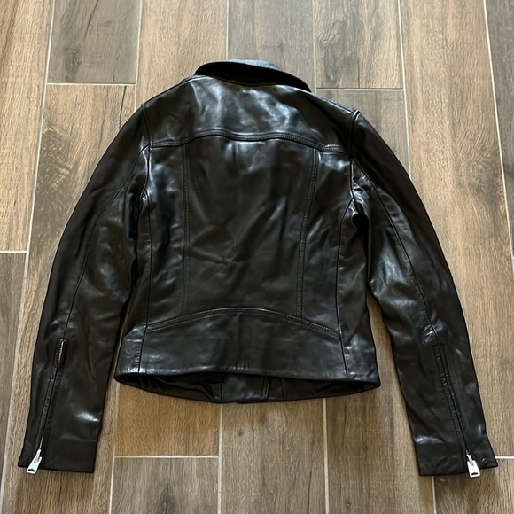 NEW All Saints Dalby Lamb Leather Biker Jacket Black Size 2 - Picture 11 of 11